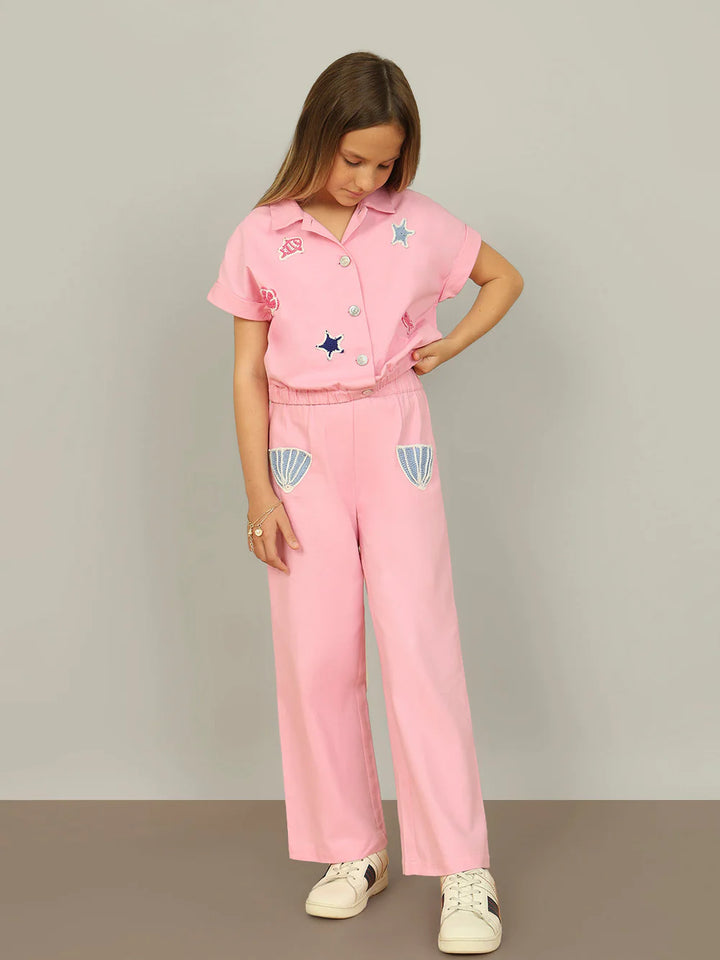 Girl Pink Patch Detail Pants