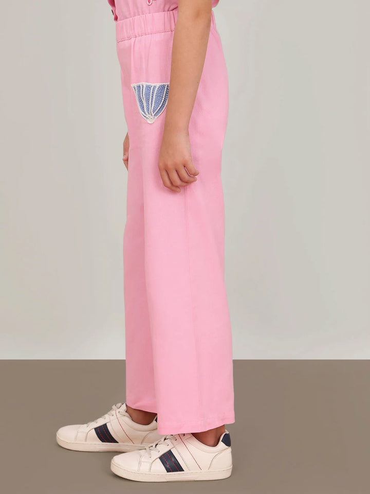 Girl Pink Patch Detail Pants