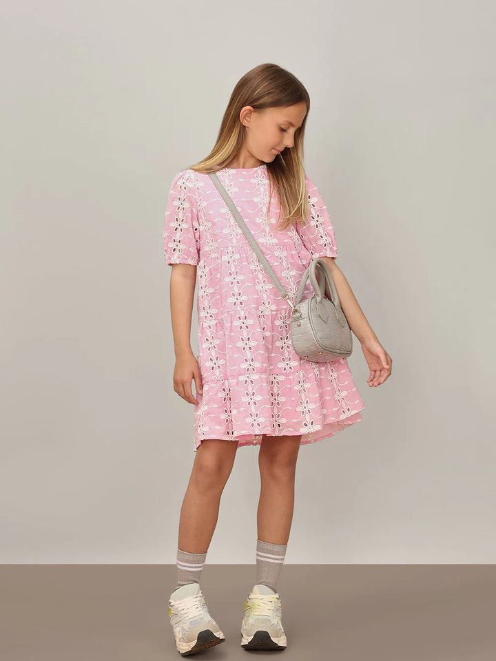 Girl Pink Embroidered Cotton Dress