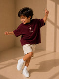 Boys Oversized T-Shirt – Maroon & Black