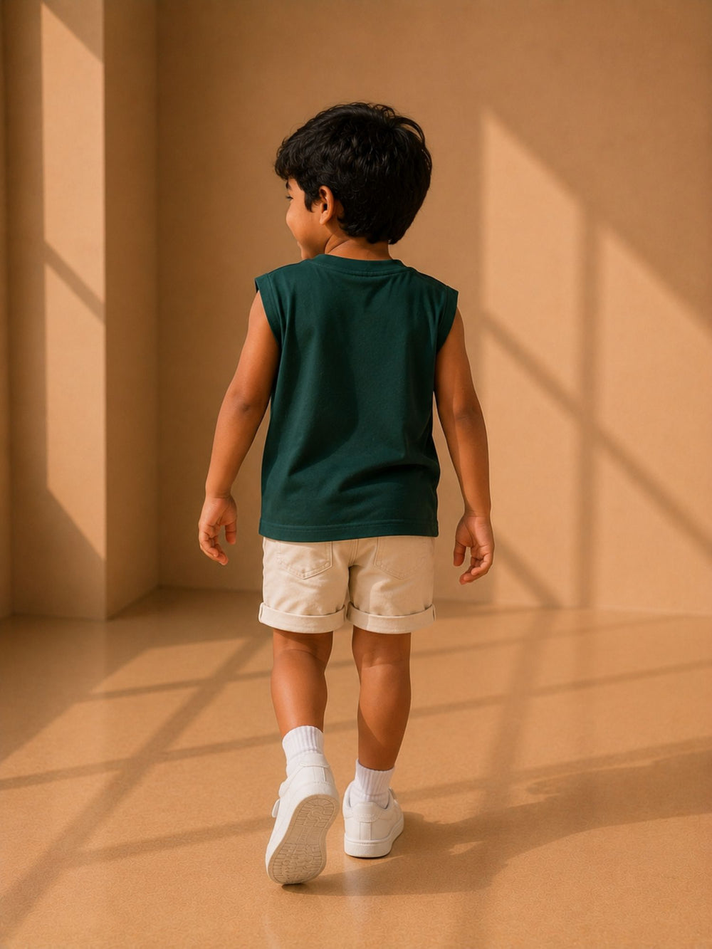 Boys's green oversized boxy tank, view 2 | FLCN