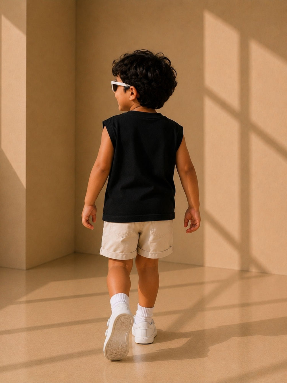 Boys's black oversized boxy tank, view 2 | FLCN