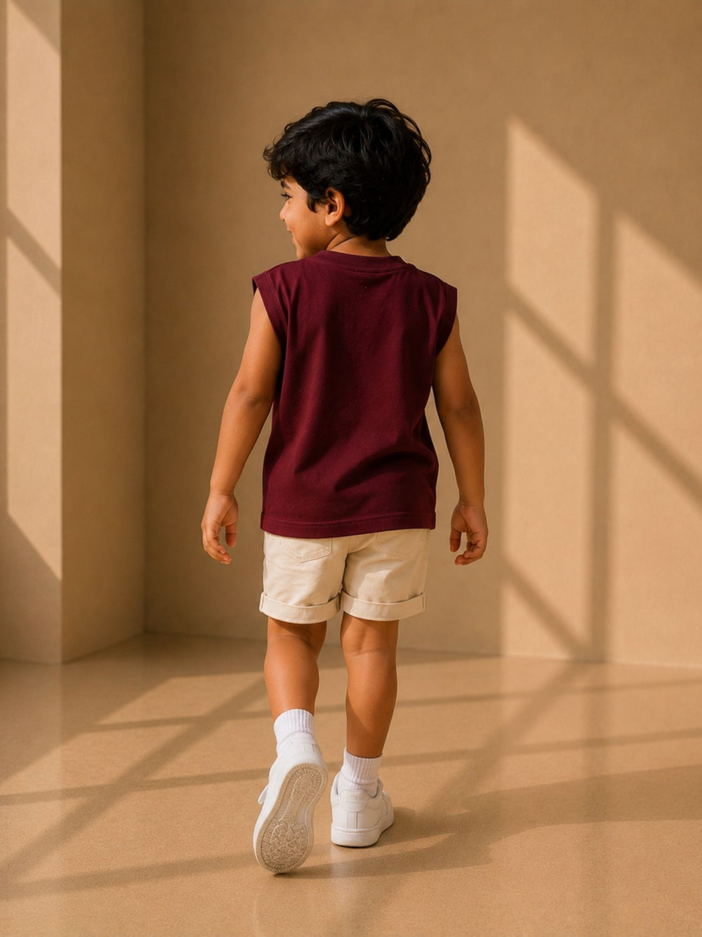 Boys's maroon oversized boxy tank, view 2 | FLCN