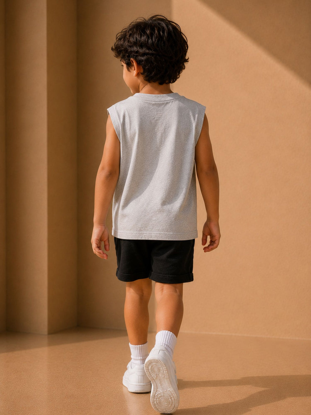 Boys's gray oversized boxy tank, view 2 | FLCN