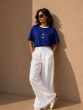 Women Oversized T-Shirt – Royal Blue & White