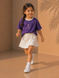 Girls Oversized T-Shirt – Purple & White