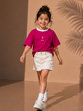 Girls Oversized T-Shirt – Magenta Pink & White