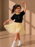 Girls Oversized T-Shirt – Black & Yellow