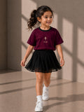 Girls Oversized T-Shirt – Maroon & Black