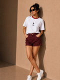 Women Oversized T-Shirt – White & Red