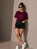 Women Oversized T-Shirt – Maroon & Black