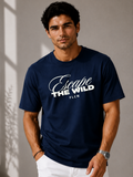 Men Oversized T-Shirt – Escape the Wild – Navy Blue