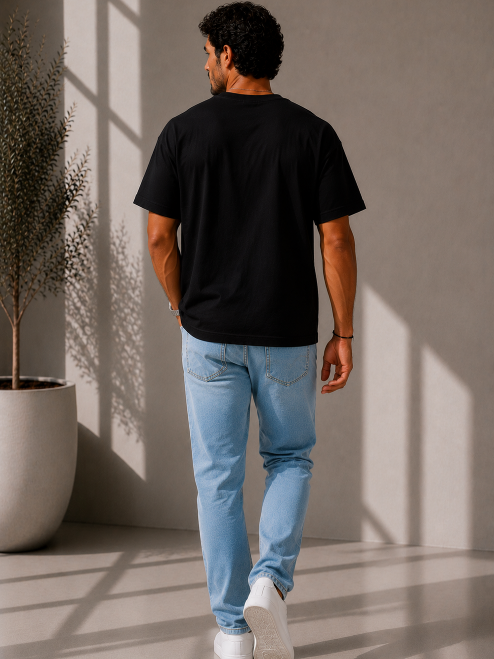 Men's black oversized boxy t-shirt with Dream Chaser print, view 2 | FLCN