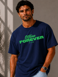 Men Oversized T-Shirt – Offline Forever – Navy Blue