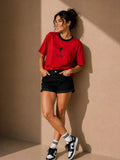 Women Oversized T-Shirt – Red & Black