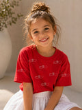 Girls Oversized T-Shirt – Infinity Heart – Red