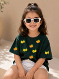 Girls Oversized T-Shirt – Lemons and Oranges – Green