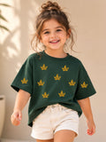 Girls Oversized T-Shirt – Golden Leaf – Green