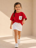 Girls Oversized T-Shirt – Red & White Pocket