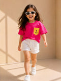 Girls Oversized T-Shirt – Magenta Pink & Yellow Pocket
