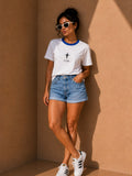 Women Oversized T-Shirt – White & Royal Blue