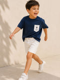 Boys Oversized T-Shirt – Navy Blue & White Pocket