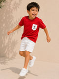 Boys Oversized T-Shirt – Red & White Pocket