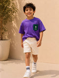 Boys Oversized T-Shirt – Purple & Green Pocket