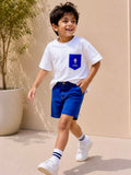 Boys Oversized T-Shirt – White & Royal Blue Pocket
