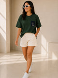 Women Oversized T-Shirt – Green & Navy Blue Pocket