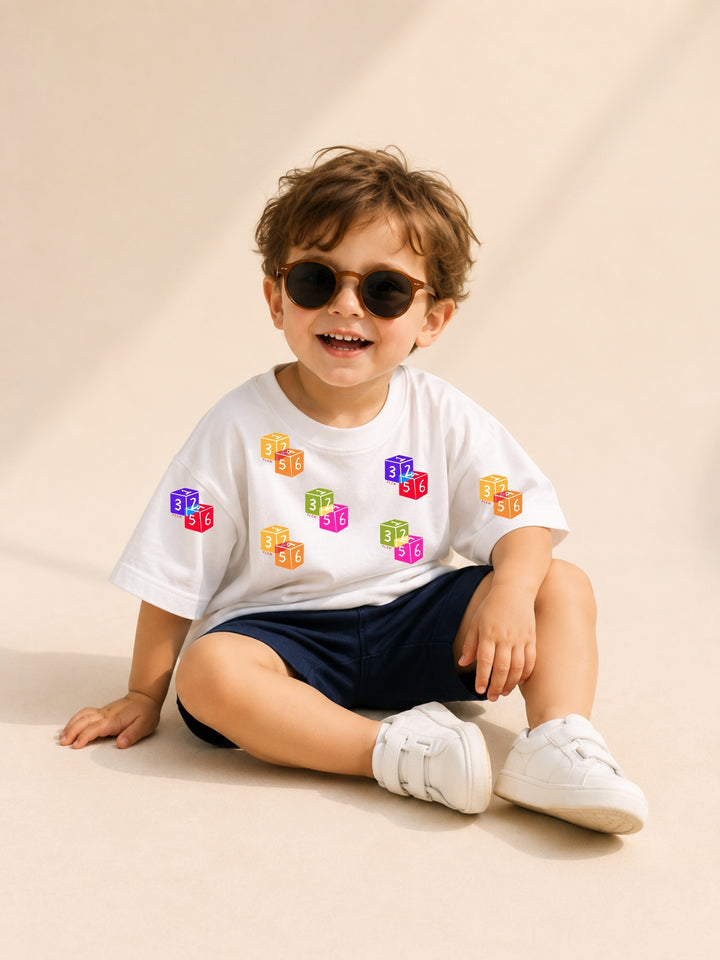 Boys Oversized T-Shirt – Dice – White