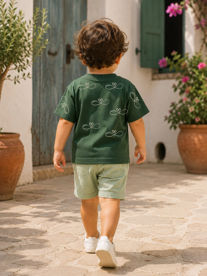 Boys Oversized T-Shirt – Infinity Heart – Green