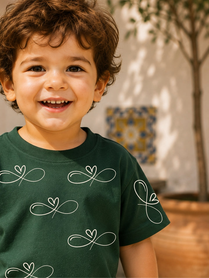 Boys Oversized T-Shirt – Infinity Heart – Green