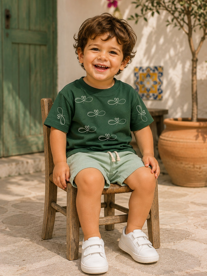 Boys Oversized T-Shirt – Infinity Heart – Green
