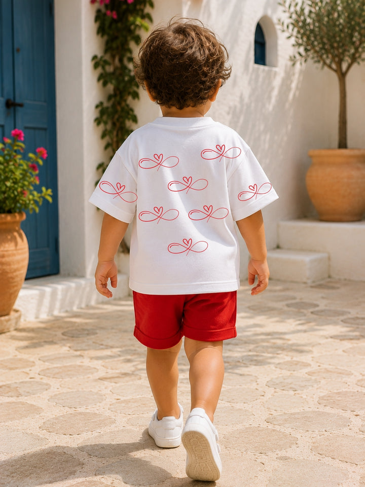 Boys Oversized T-Shirt – Infinity Heart – White