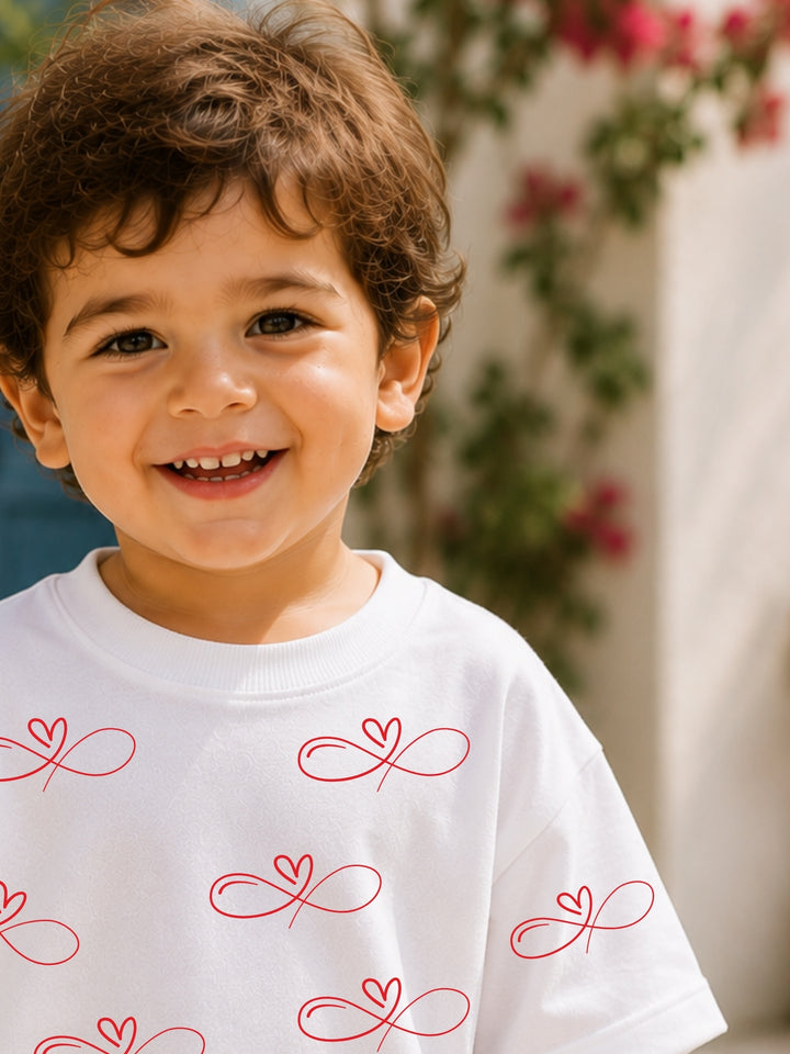 Boys Oversized T-Shirt – Infinity Heart – White