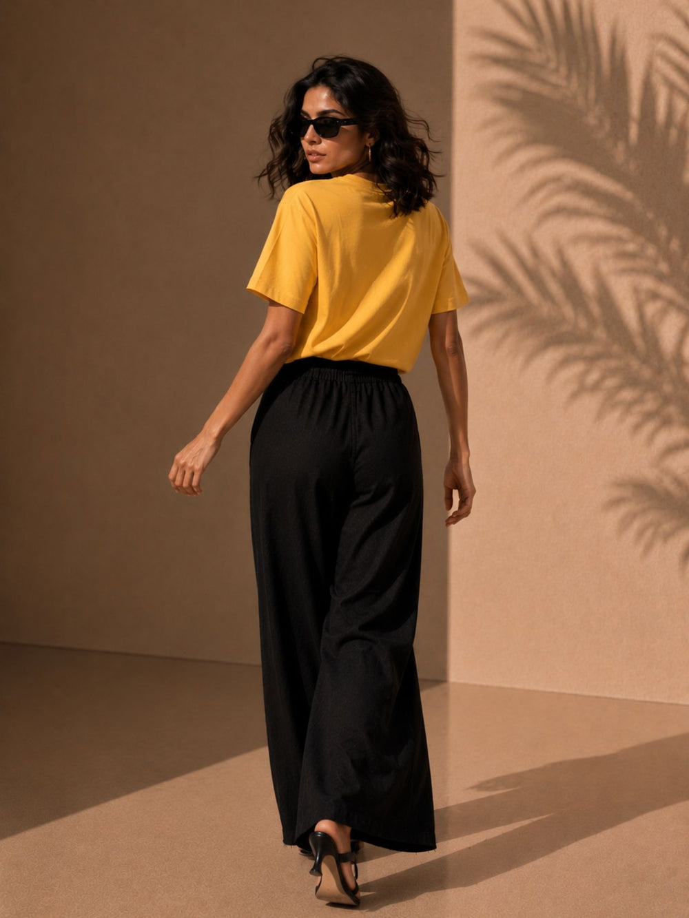 Women's yellow oversized boxy t-shirt with Homebody print, view 2 | FLCN