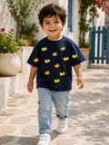 Boys Oversized T-Shirt – Lemons and Oranges – Navy Blue