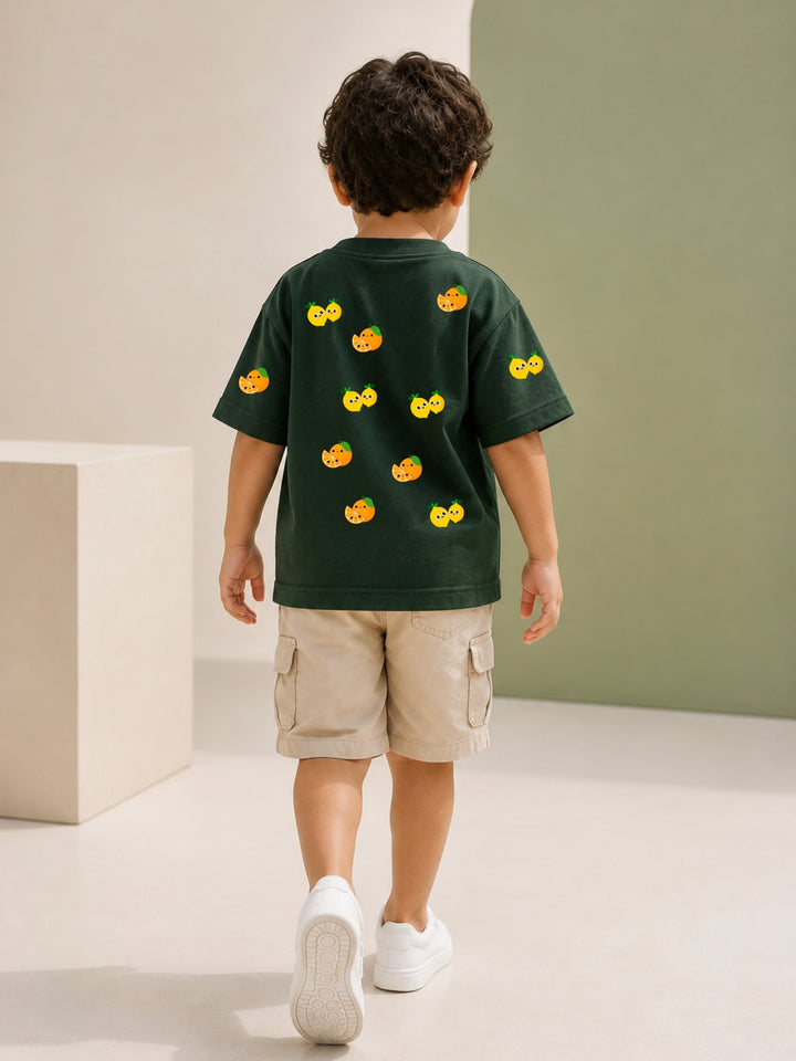 Boys Oversized T-Shirt – Lemons and Oranges – Green