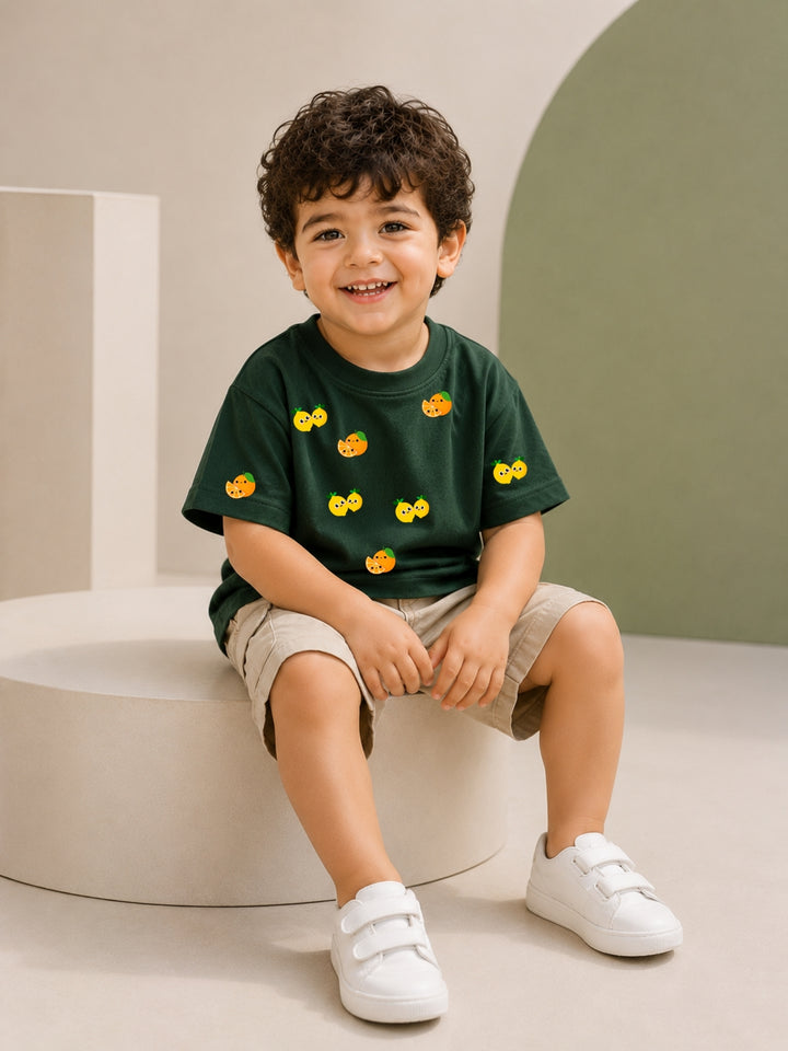 Boys Oversized T-Shirt – Lemons and Oranges – Green