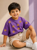 Boys Oversized T-Shirt – Golden Leaf – Purple