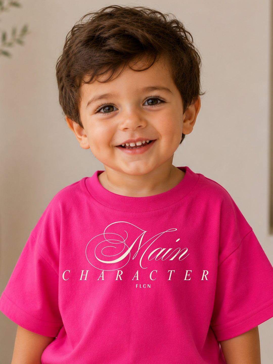 Boys Oversized T-Shirt – Main Character – Magenta Pink