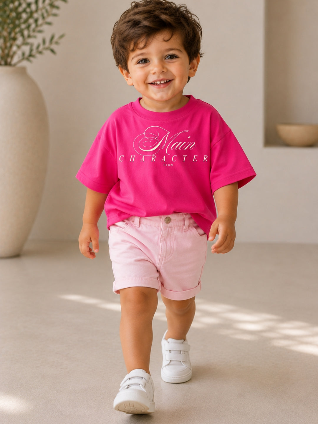 Boys Oversized T-Shirt – Main Character – Magenta Pink