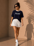 Women Oversized T-Shirt – Falcon – Navy Blue & White