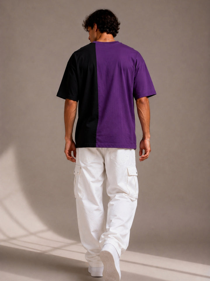 Men Oversized T-Shirt – Purple &amp; Black