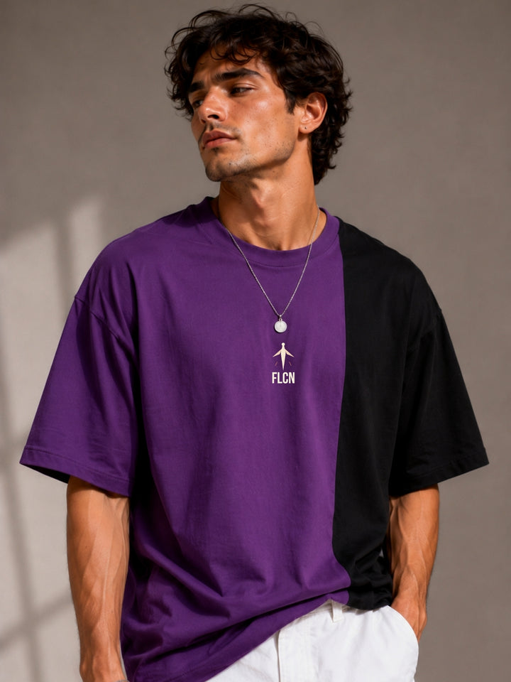 Men Oversized T-Shirt – Purple &amp; Black