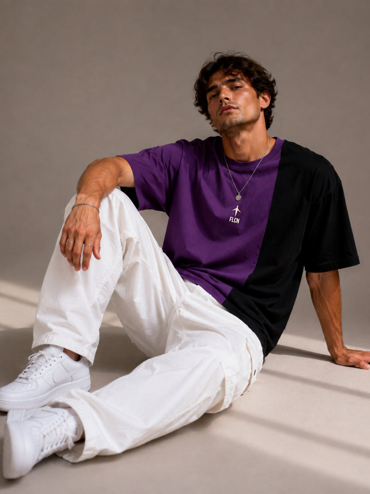 Men Oversized T-Shirt – Purple &amp; Black