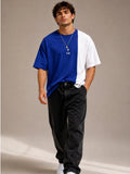 Men Oversized T-Shirt – Royal Blue & White