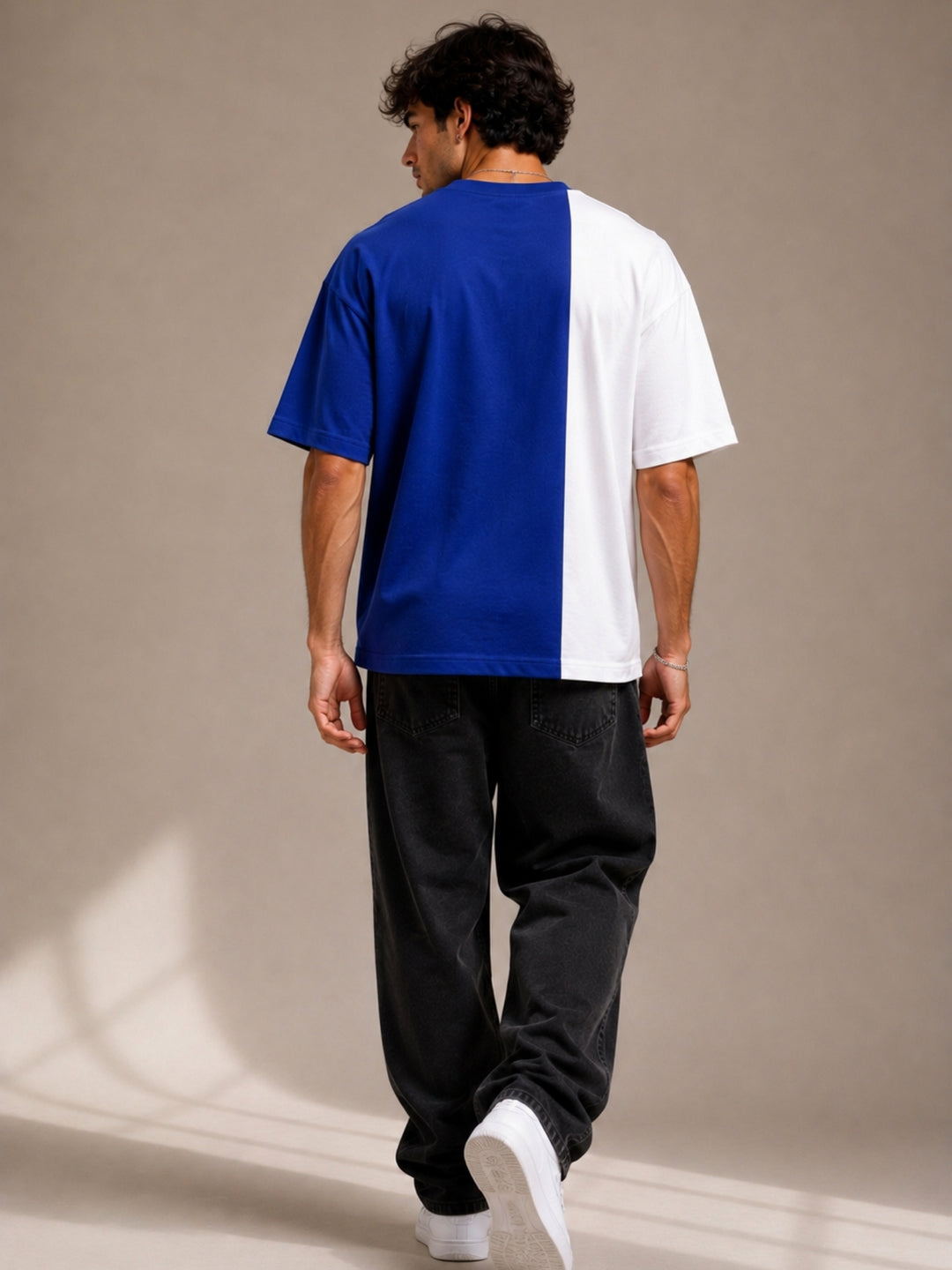 Men Oversized T-Shirt – Royal Blue &amp; White