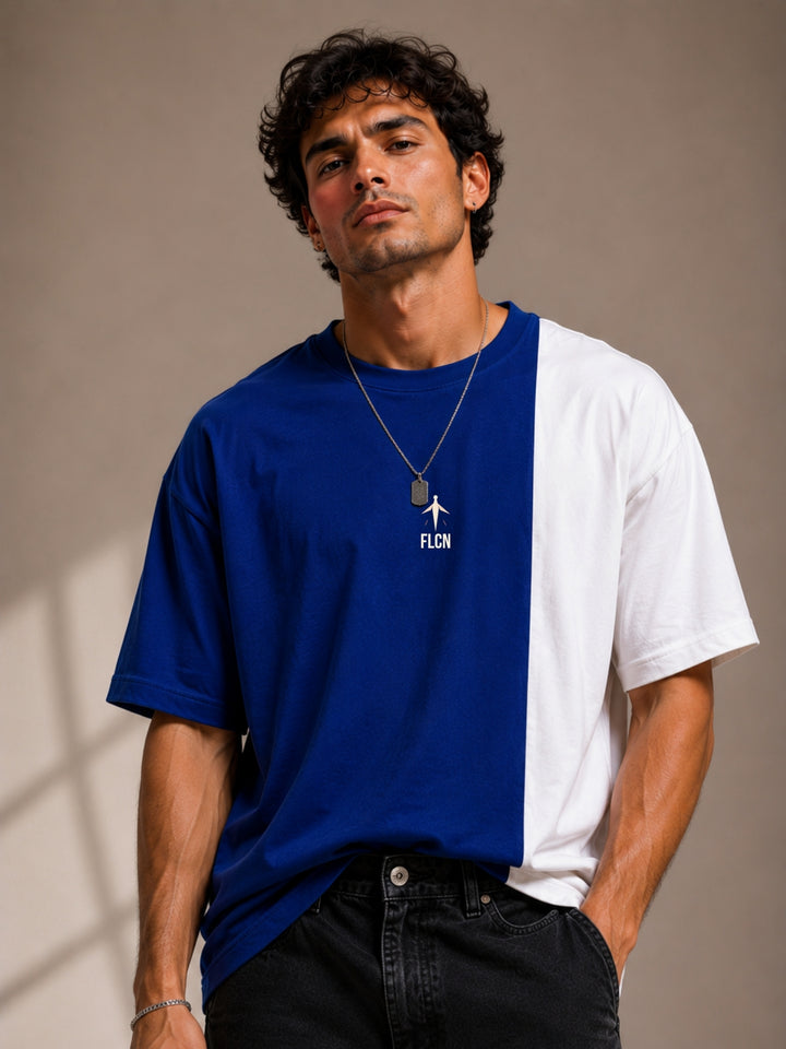 Men Oversized T-Shirt – Royal Blue &amp; White
